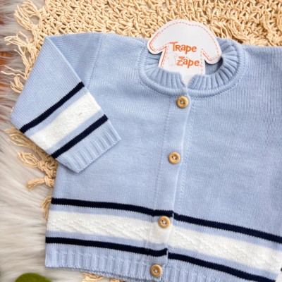 Conjunto de Linha Azul Listrinha Branco e Marinho
